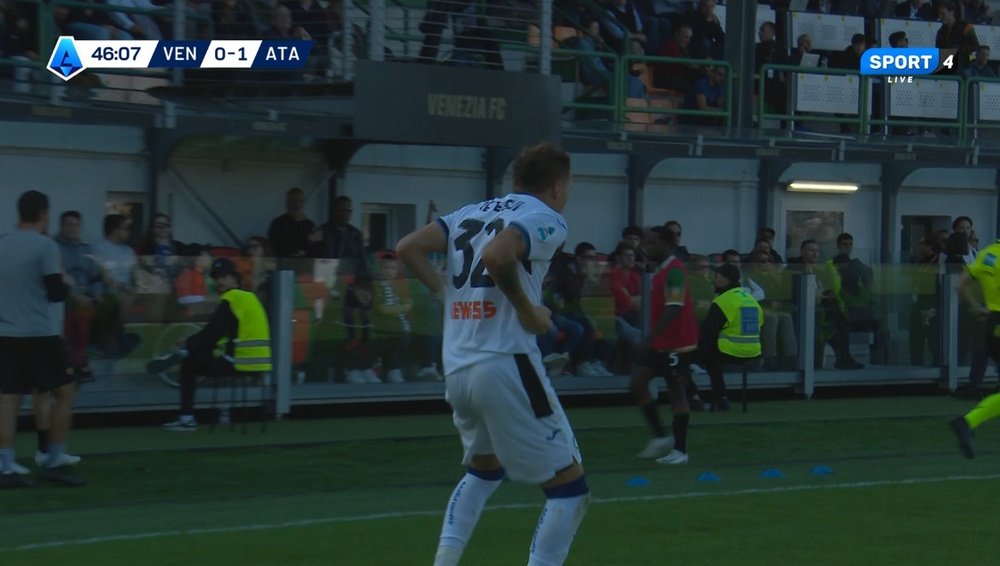 Mateo Retegui marcou o segundo gol do Atalanta contra o Venezia. CAPTURA DE TELA/Sport4