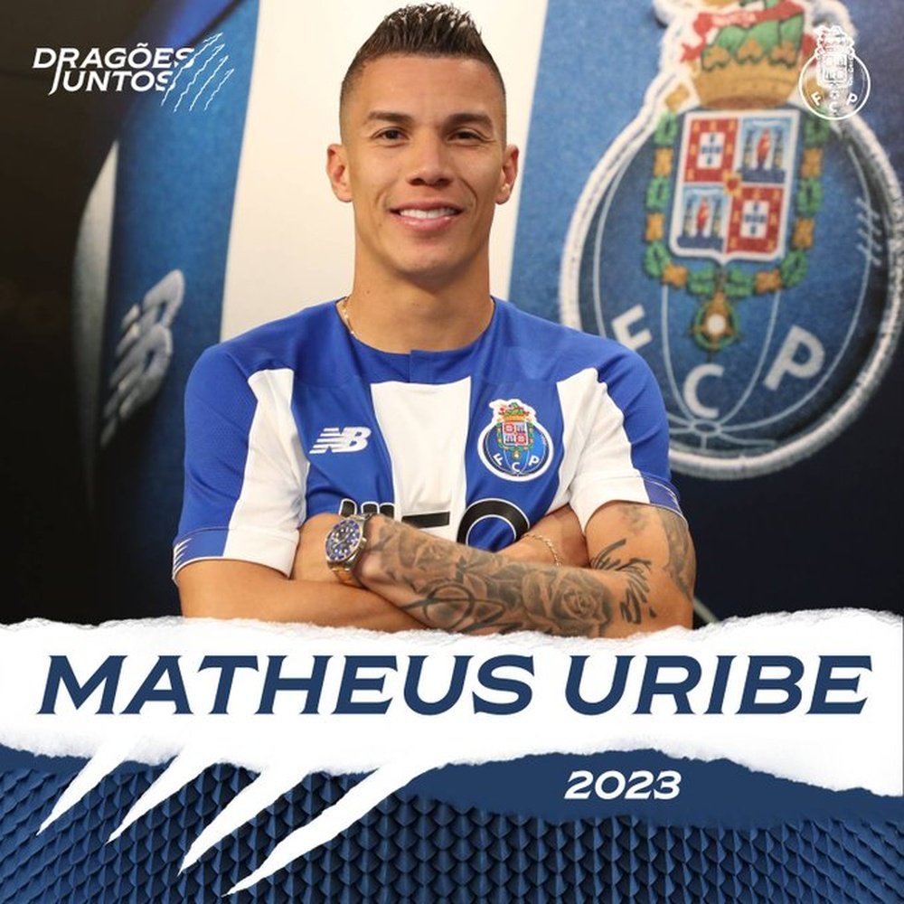Matheus uribe é o novo reforço do FC Porto. Twitter @FCPorto
