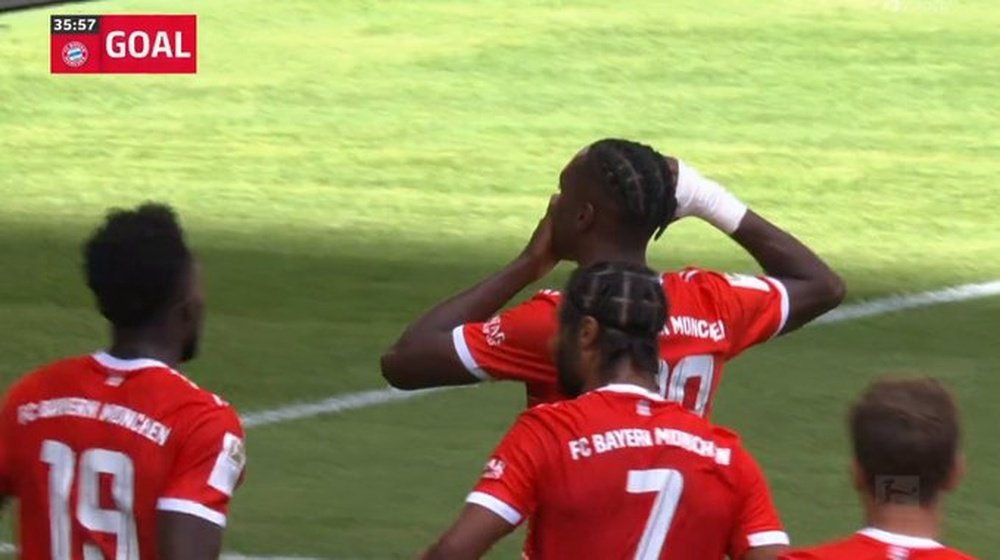 Tel made history with his Bayern goal. Screenshot/MovistarLigadeCampeones