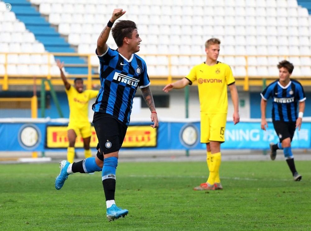 Matías Fonseca a marqué trois buts face à Dortmund. Twitter/Inter
