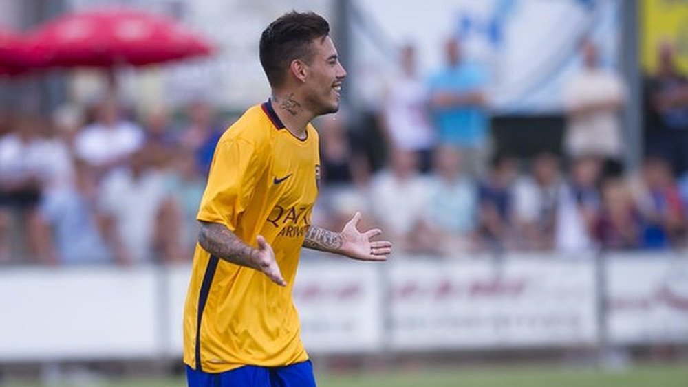 Maxi Rolón marcó el único gol del partido entre el Barça B y el Lleida Esportiu. Twitter.