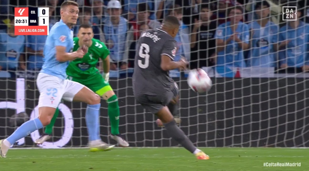 Mbappe opened the scoring at Celta Vigo. SCREENSHOT/DAZN