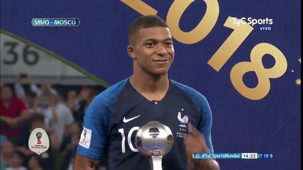 Mbappé, el mejor joven del Mundial. Captura/TyCSports