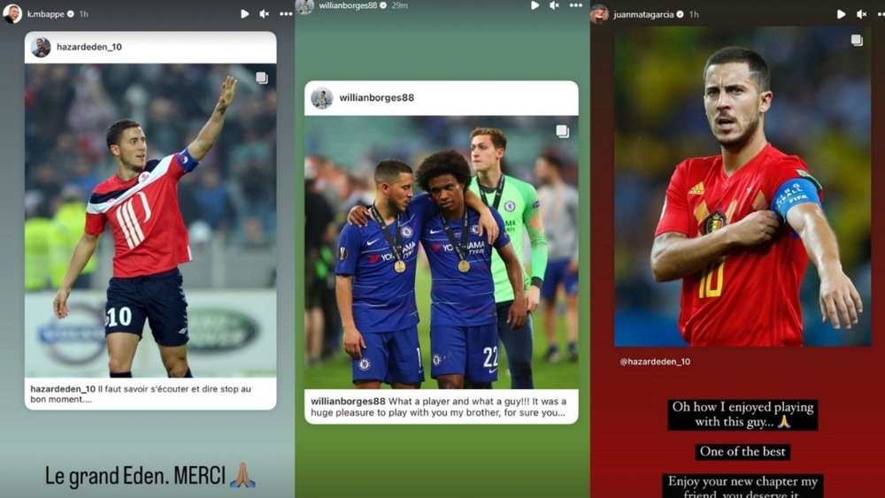 Hazard has retired from professional football. Screenshots/k.mbappe/willianborges88/juanmatagarcia