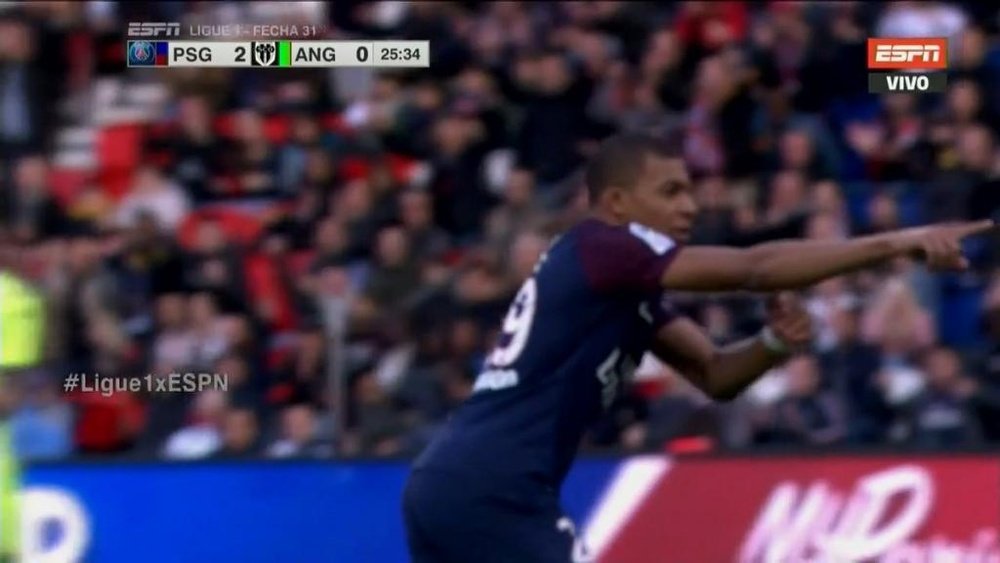 Mbappé marcou os dois golos marcados até agora pelo PSG.Captura/ESPN