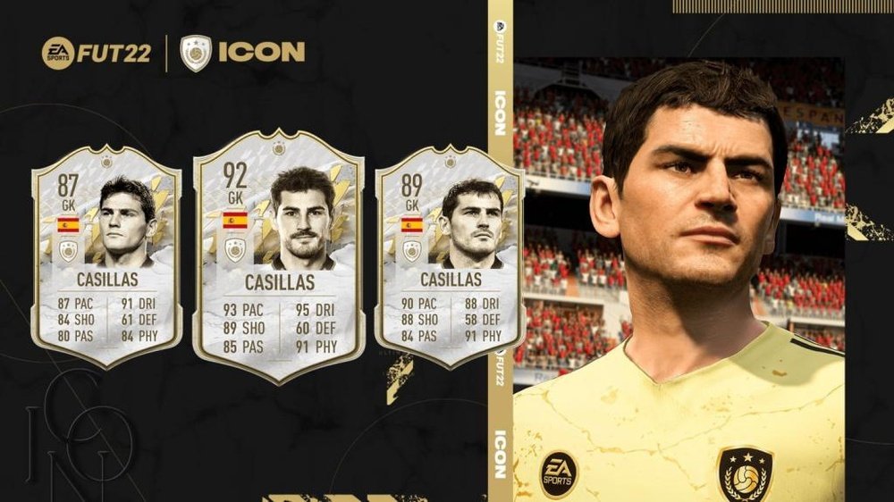 Media y 'stats' de las tres versiones de Casillas. Twitter/EASPORTSFIFA