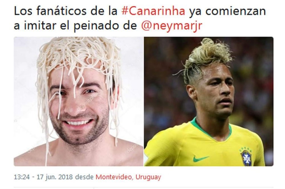 Neymar y su peinado, protagonistas. Twitter
