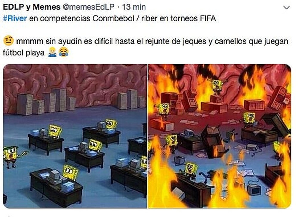 'Meme' sobre el River Plate-al Ain. Twitter/tomii