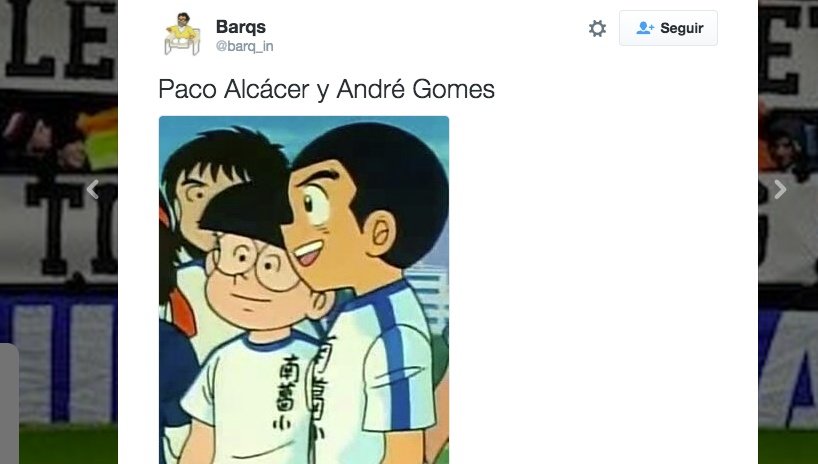 Meme 1 sobre Alcácer y Andre Gomes. Twitter