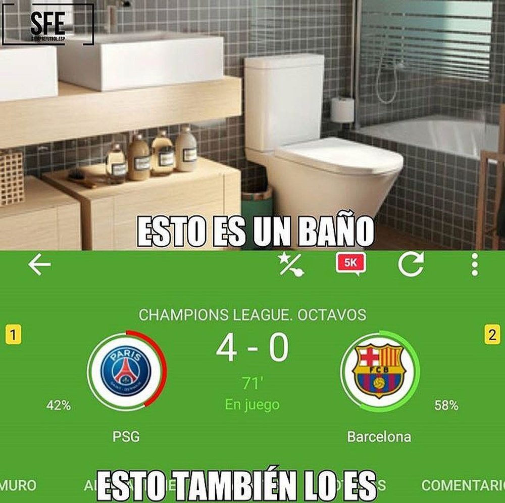 Las redes sociales se ensañaron con la goleada del PSG al Barça. SFE