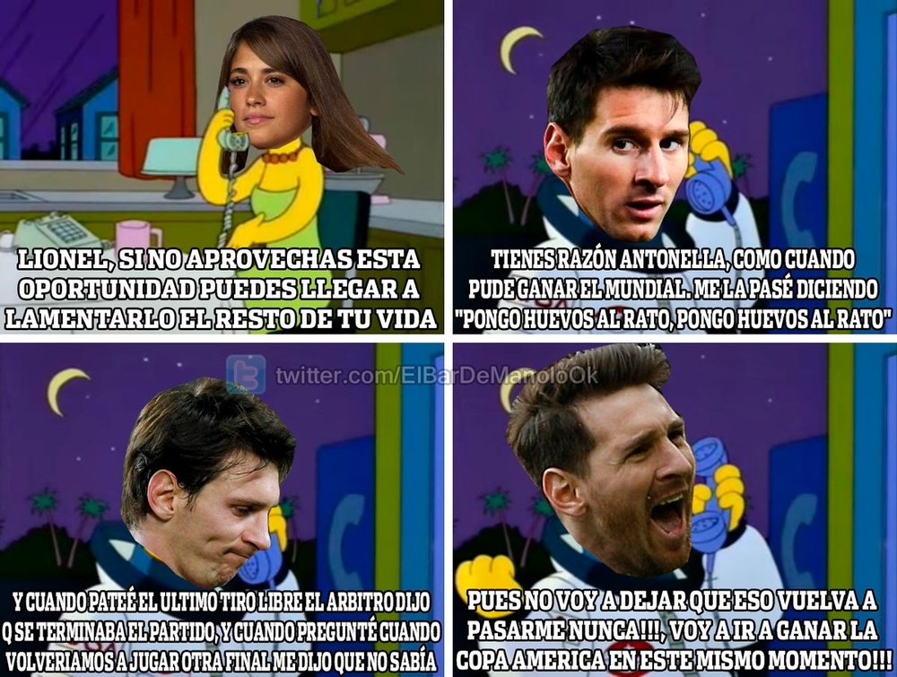 Meme de Leo Messi en la Copa America. Twitter