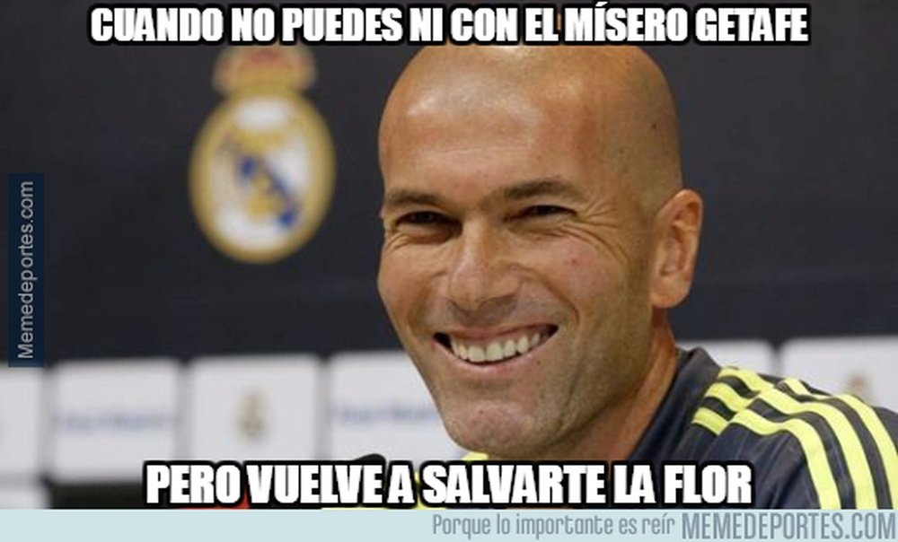 Zidane respiró aliviado tras la victoria de los suyos. MemeDeportes