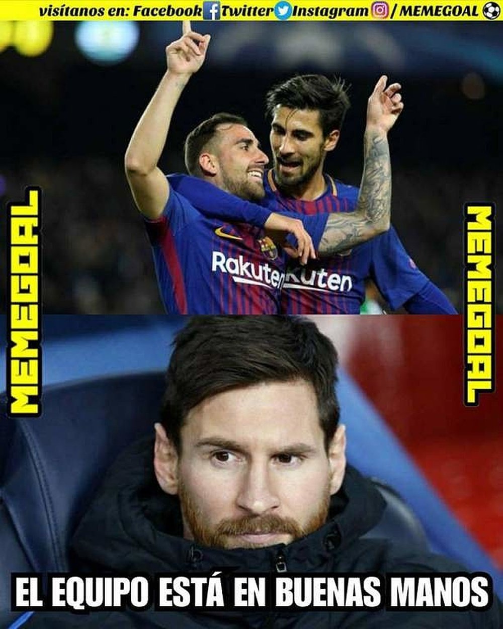 Messi confió en Andrés Gomes y Alcácer. MemeGoal