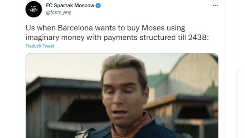 Spartak Moscow made fun of Barcelona. Screenshot/Twitter/fcsm_eng