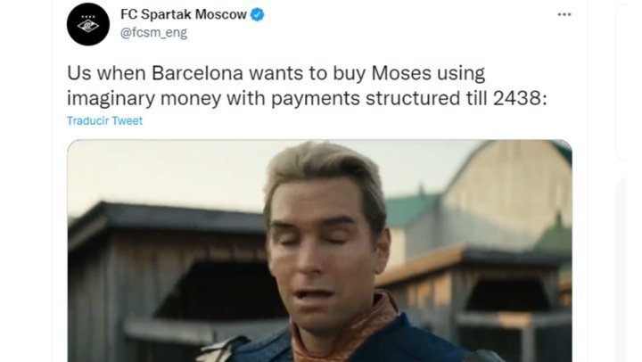 Meme da rede social do Spartak de Moscou.Captura/Twitter/fcsm_eng