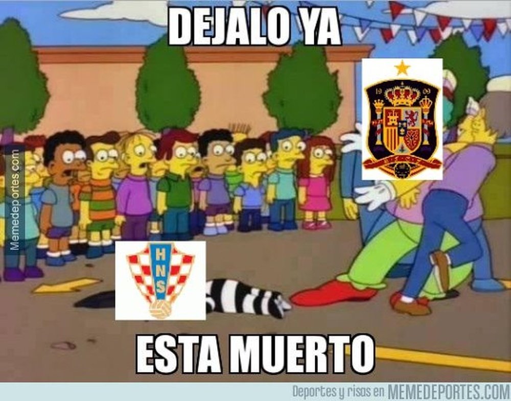 España goleó 6-0 a Croacia. MemeDeportes