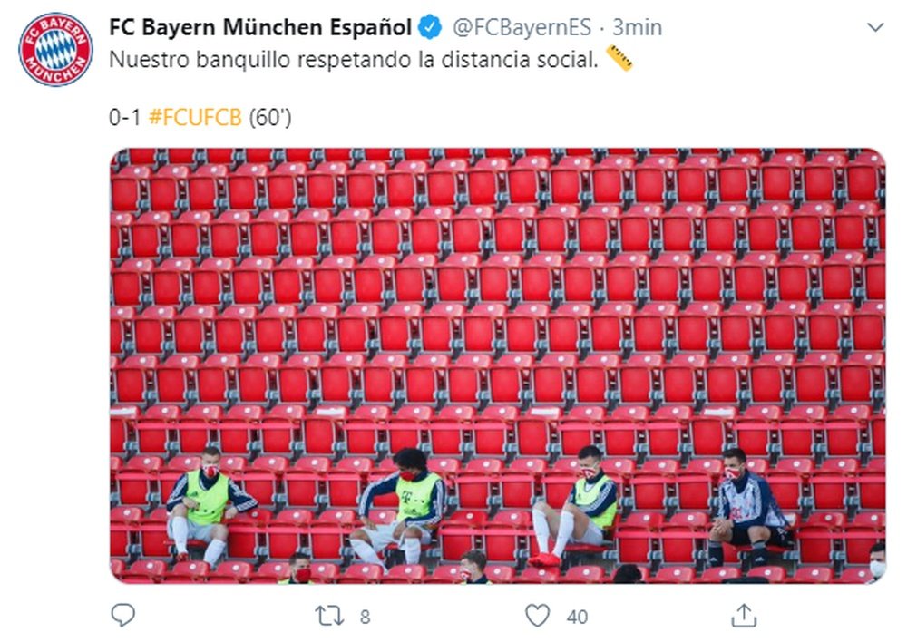 Los mejores memes de la vuelta del Bayern a la Bundesliga. Twitter/FCBayernES