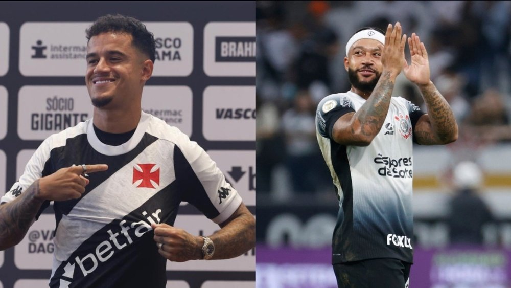 Memphis e Coutinho se enfrentam no Brasileirão. Colagem EFE