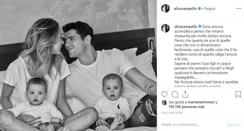 Le message d'Alice Campello. Instagram/AliceCampello