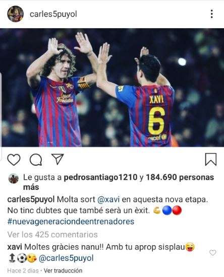 Carles Puyol deseó suerte a Xavi Hernández