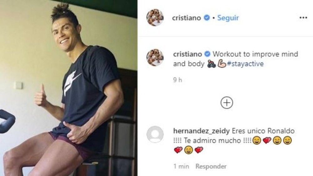 Cristiano Ronaldo continue de s'entraîner pour la reprise. Instagram/Cristiano
