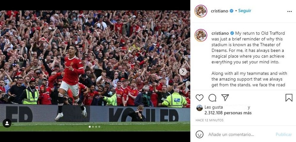Cristiano Ronaldo was delighted to return to Man Utd. Instagram/cristiano