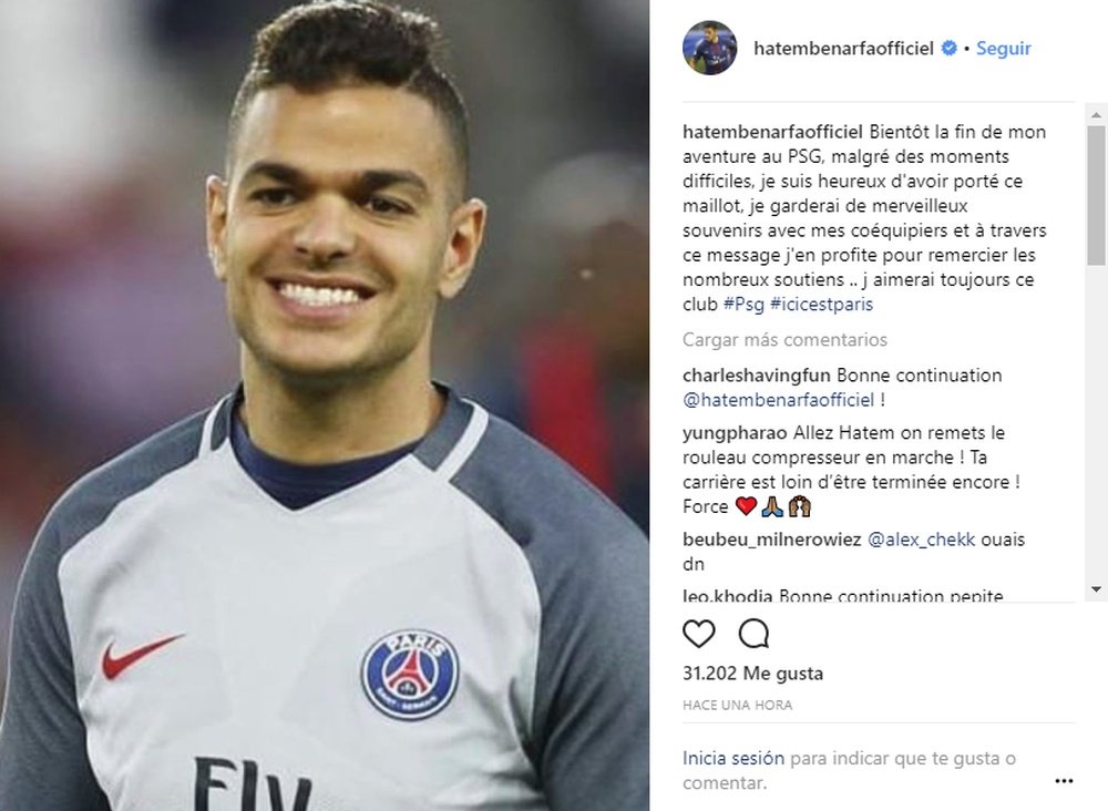 Ben Arfa ha dejado un mensaje de despedida al PSG. Instagram/BenArfa