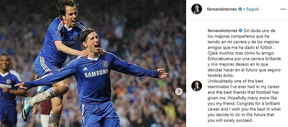 Torres se despide. Instagram/FernandoTorres