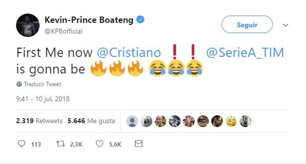 Boateng fichó por el Sassuolo la pasada semana. Twitter/KPBofficial