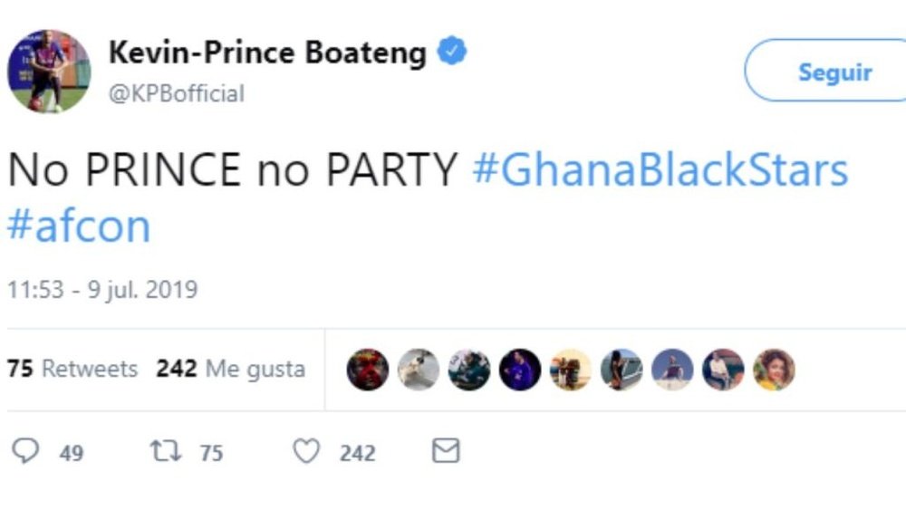 Así reaccionó Boateng a la eliminación de Ghana de la Copa África. Twitter/KPBofficial