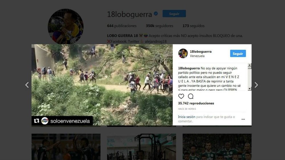 El jugador venezolano se . Instagram/18loboguerra