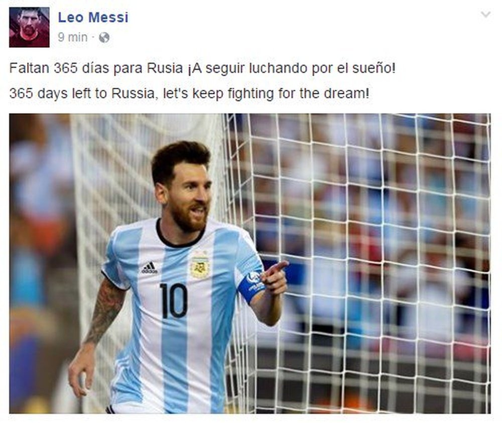 Mensaje de Messi sobre el Mundial de Rusia. Twitter