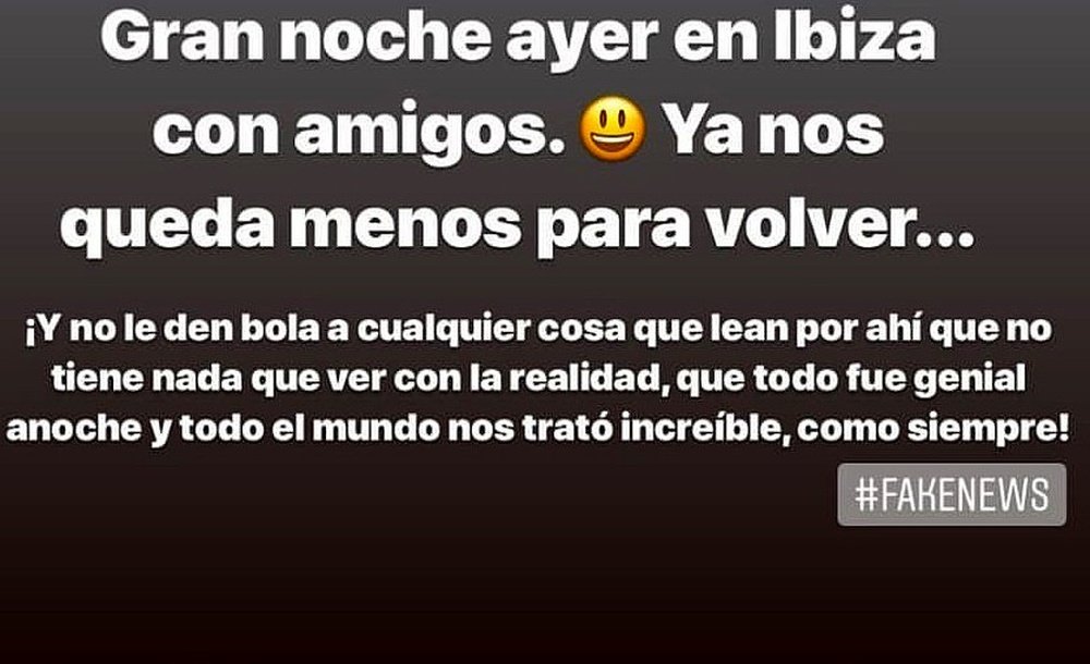 Mensaje de Messi sobre lo ocurrido en Ibiza. Captura/Instagram/LeoMessi