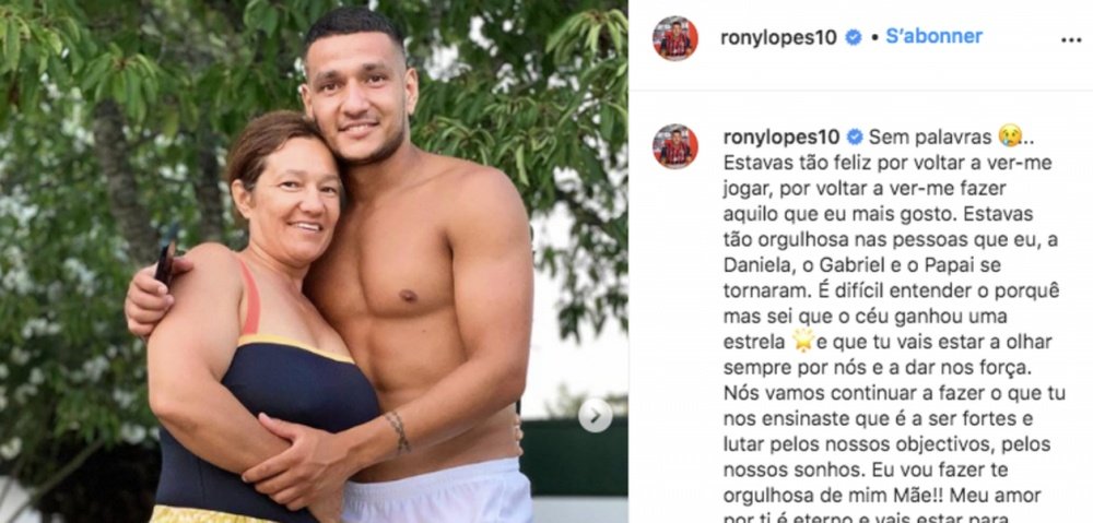 Lopes' mum has passed away. Instagram/Ronylopes10