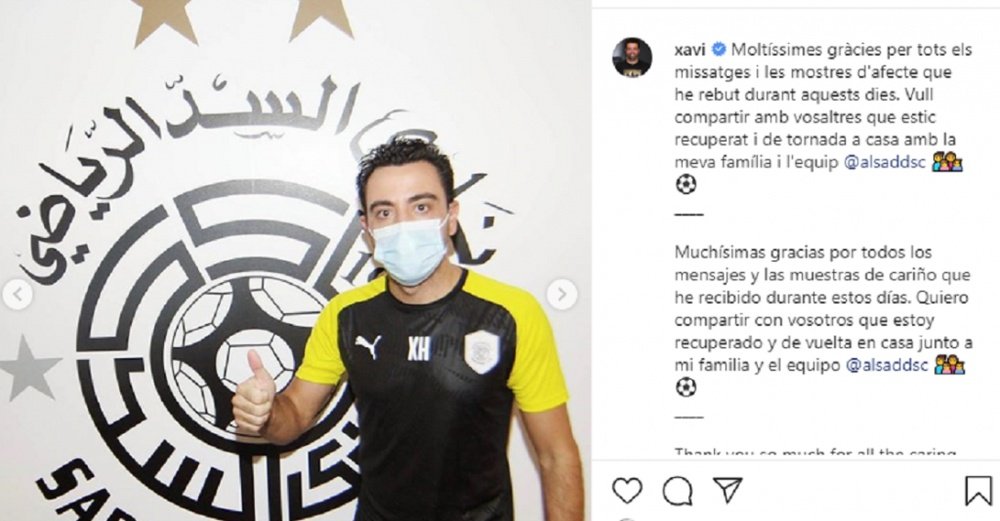 Xavi ya está recuperado. Captura/Instagram/Xavi