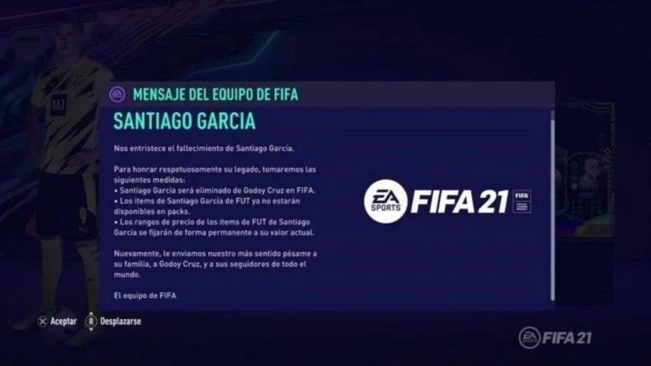 FIFA 21 eliminó al 'Morro' del juego y mandó un emotivo mensaje de despedida