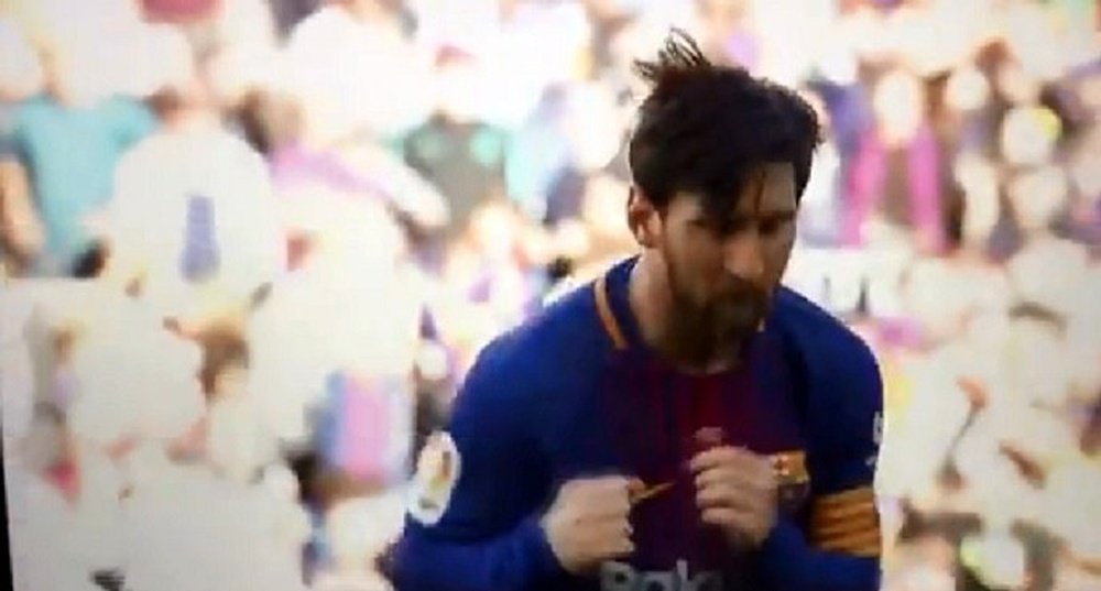 Messi celebró su gol por todo lo alto. Captura