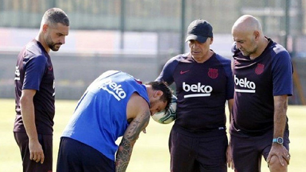 Messi has got injured in his first training session back. FCBarcelona