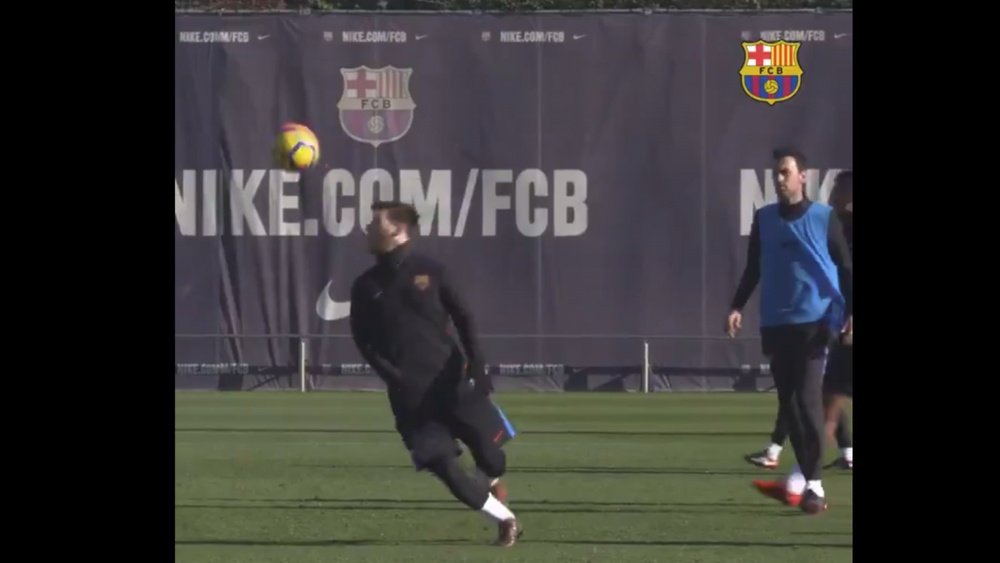 Messi was in fine form in training. Twitter/FCBarcelona