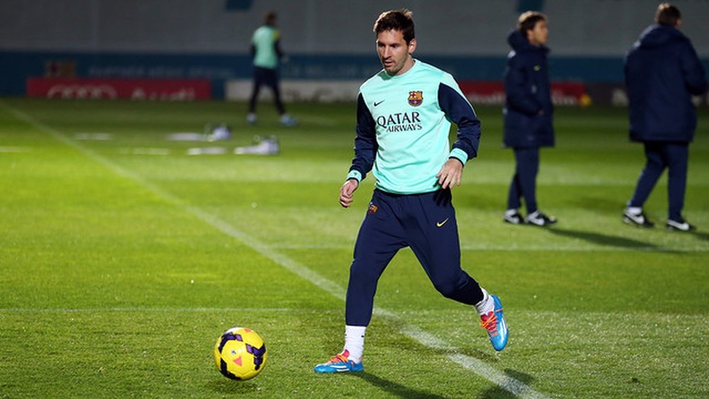 Messi, durante un entrenamiento con el Barça. FCBarcelona
