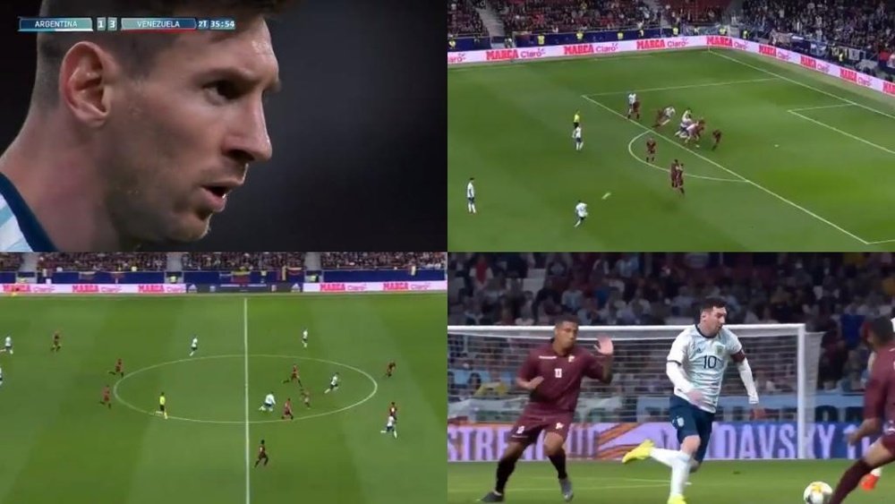 Así jugó Messi en su vuelta a la Selección. Capturas/DAZN
