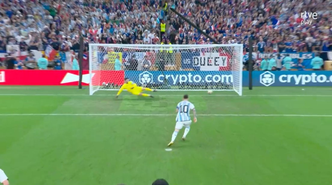 Messi puts Argentina ahead. Screenshot/rtve1