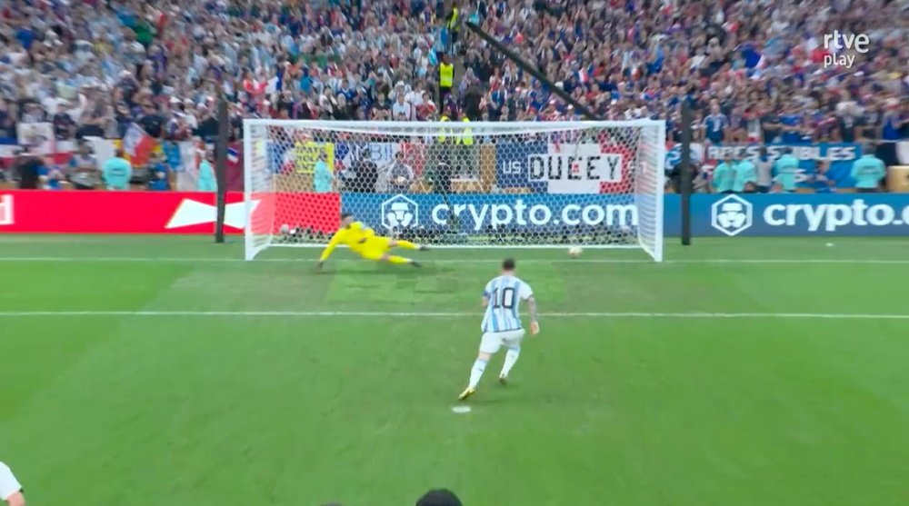 Messi puts Argentina ahead. Screenshot/rtve1