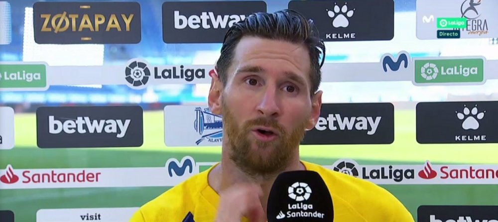 Messi comentou sobre a fase do Barcelona após a partida contra o Alavés. Captura/MovistarLaLiga