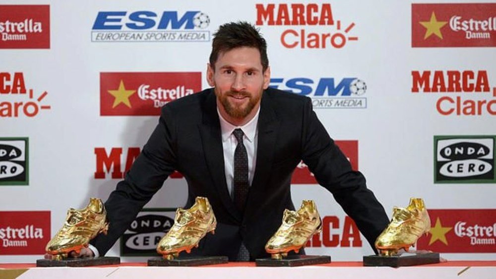 Messi's fourth Golden Shoe. AFP
