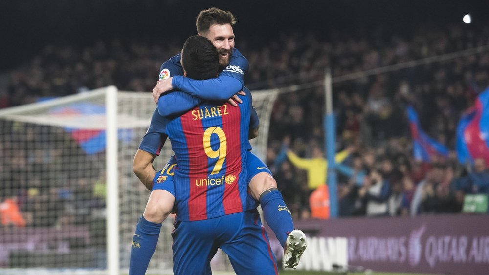Messi and Suarez (pictured) both scored as Barcelona beat Athletic Bilbao. FCBarcelona