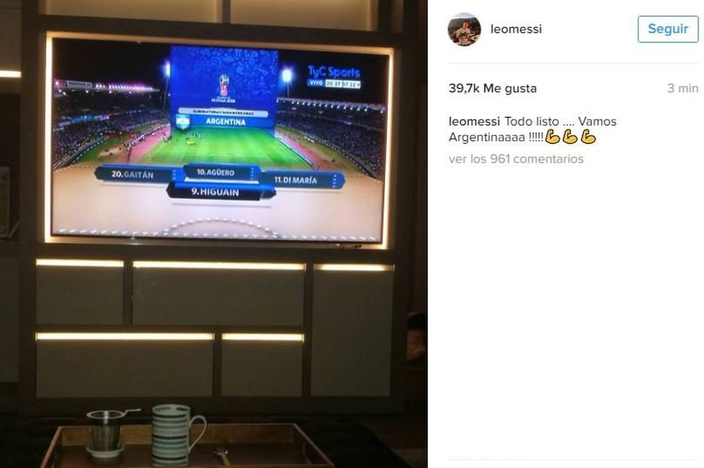 Messi apoyó a Argentina desde su casa. Instagram