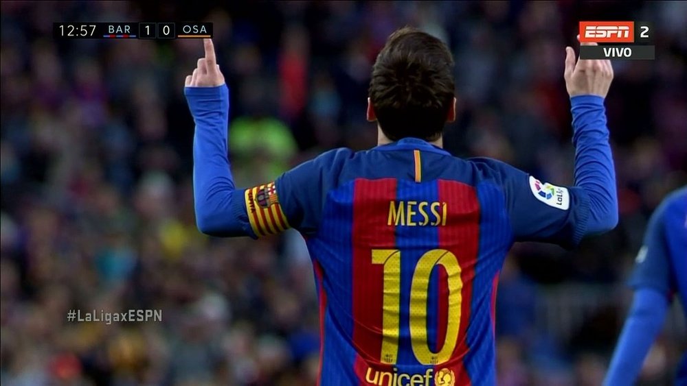 Messi celebra el gol ante Osasuna. Twitter