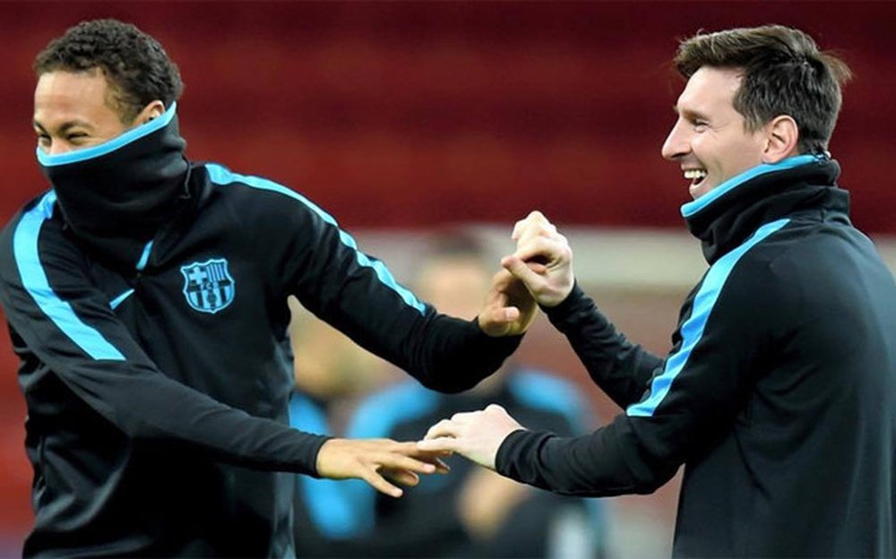 Messi et Neymar lors de la séance d'entraînement. Facebook