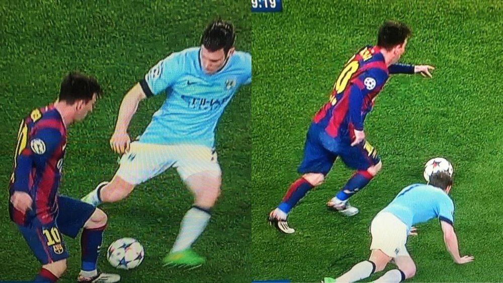 Cumple años el caño brutal de Messi a Milner. Capturas/Champions/beINSports